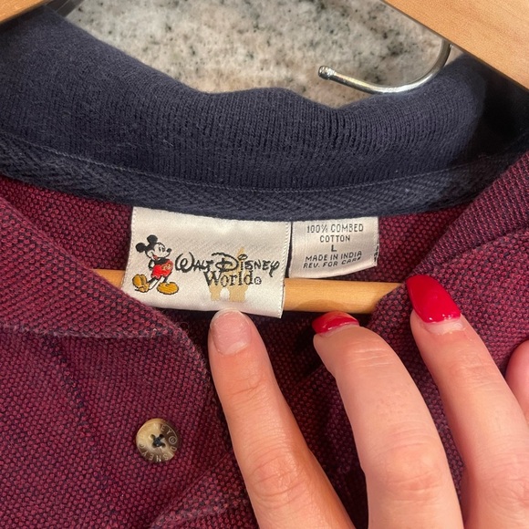 Vintage 2000 Walt Disney world Classic Maroon Polo Shirt with Navy Accents - Picture 3 of 5
